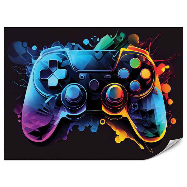 Muralo FOTOTAPETA do Pokoje pro Mládež Gamepad Barevná Abstrakce Gaming Moderní 100x70