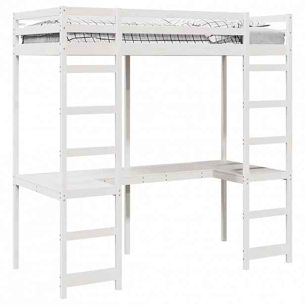 vidaXL Rám postele loft Bílá 90 x 190 cm Masivní borové dřevo
