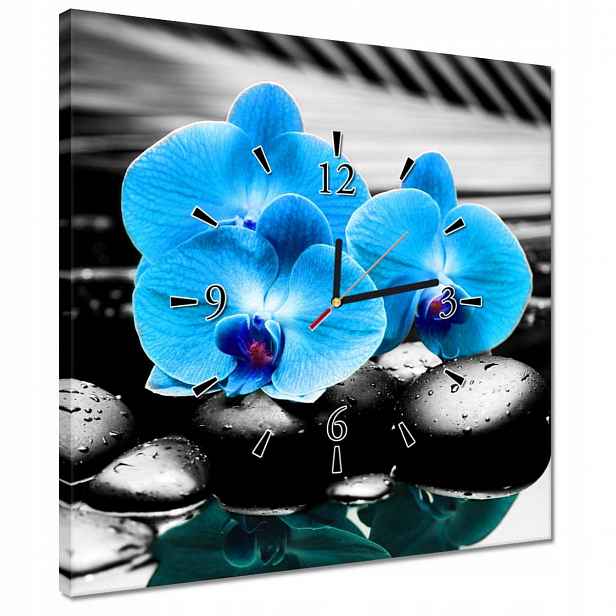 Hodiny 40x40 Modrý orchidej