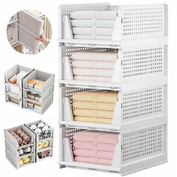 Skládací Krabice Set 4 Ks Organizér Do Skříně Oblečení Povlečení 43x33x18
