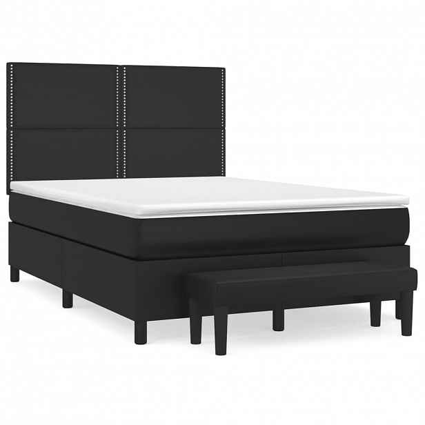 vidaXL Box spring postel s matrací černá 140x200 cm umělá kůže