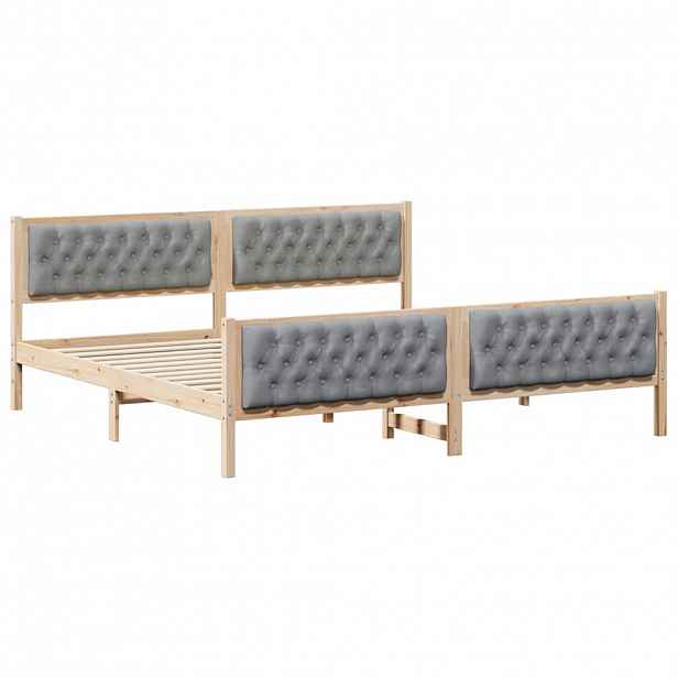 vidaXL Rám postele Světle šedá 200 x 200 cm Masivní borové dřevo
