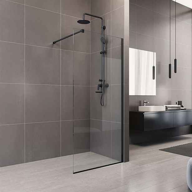Mereo Novea - Sprchová stěna Walk-In 70x200 cm, černá/čiré sklo CK10600HB
