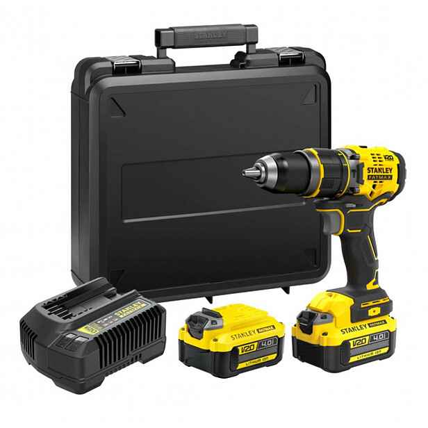 Stanley - 18V AKU vrtačka s příklepem, 2x aku 4,0 Ah Li-ion, nabíječka SFMCD721M2K-QW