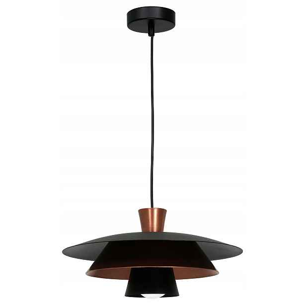 Závěsná stropní lampa Plato černá, měděný kov 1xE27 34 cm, moderní