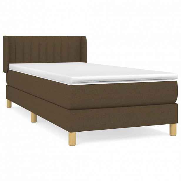 vidaXL Box spring postel s matrací tmavě hnědá 90x190 cm textil