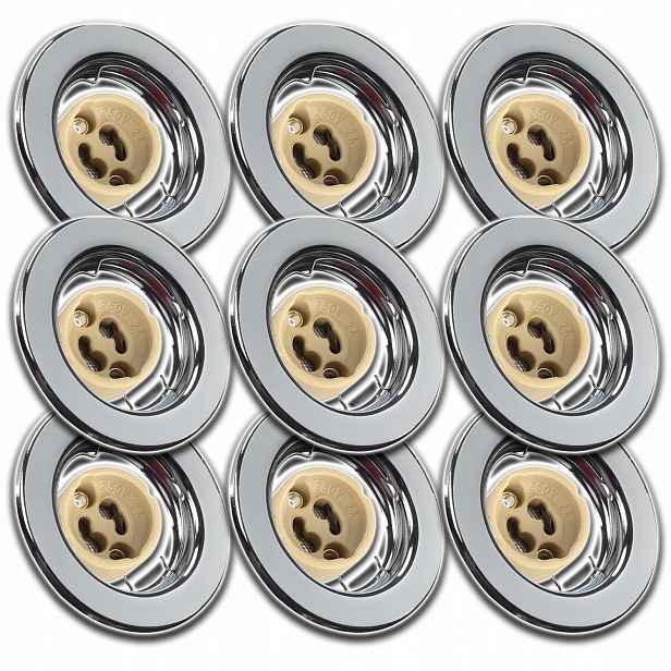 9x Halogenové Led Stropní Svítidlo Podomítková Lampa Žárovka GU10 1,5W Chrom
