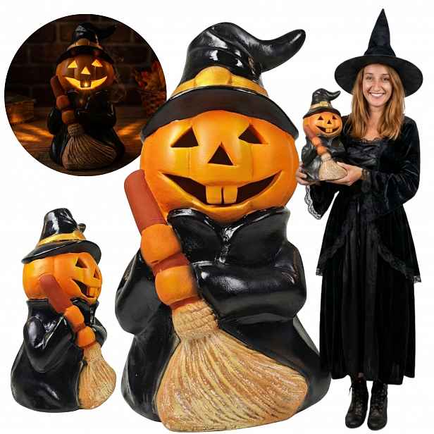 Keramická dýně na Halloween Lampion Velká figurka Podzimní dekorace 38 Cm