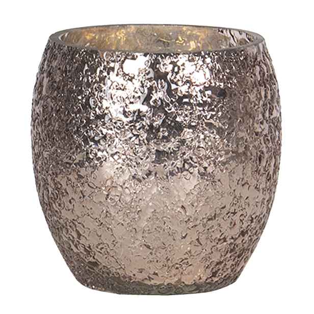 Růžovo - zlatý skleněný svícen - Ø11*10 cm Clayre & Eef