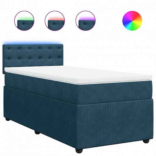 vidaXL Box spring postel s matrací modrá 100 x 200 cm samet