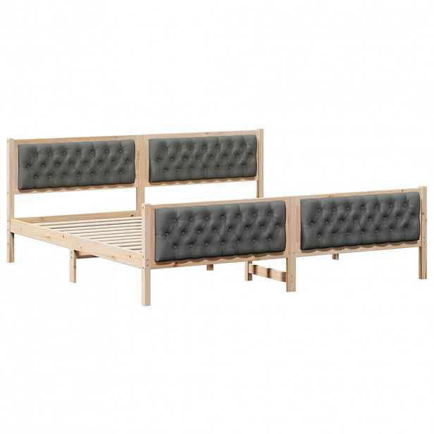 vidaXL Rám postele s čelo Tmavě šedá 200 x 200 cm Masivní borové dřevo