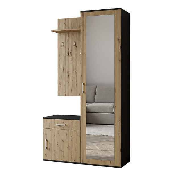 MASSENO MODERNÍ PŘEDSÍŇOVÁ SESTAVA VENTO, 100/180,5/35 cm, černá