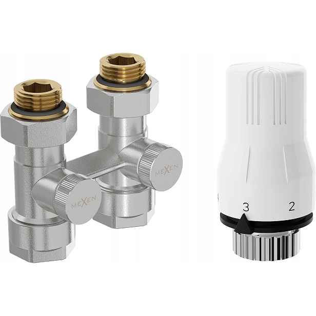 Mexen G02 Termostatická Sada Dvoutrubková DN50 Přímá 1/2"x16 MM Nikl