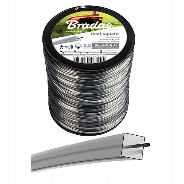 Žací struna Bradas Ripper Dual ZRK2425KG čtverec 2,4 mm x 437 m zesílená