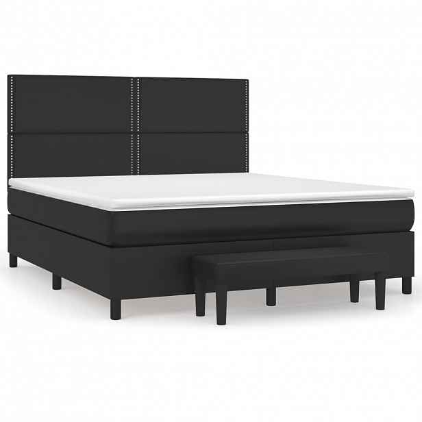 vidaXL Box spring postel s matrací černá 180x200 cm umělá kůže