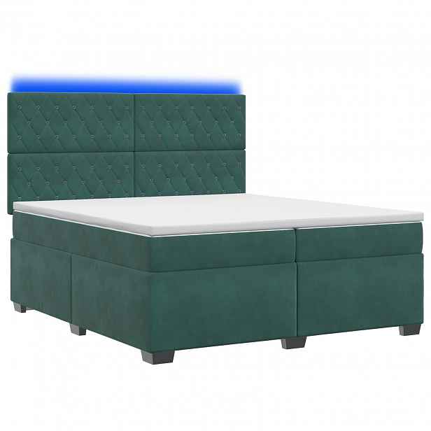 vidaXL Postel boxspring s matrací Tmavě zelená 200 x 200 cm Samet