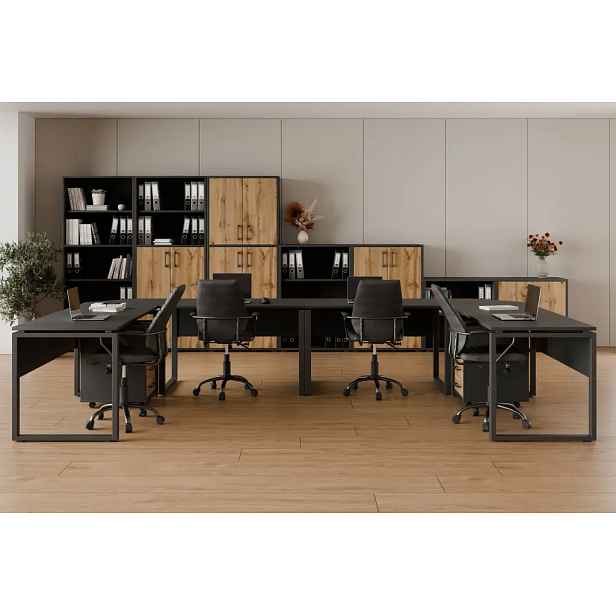 Kancelářská sestava NEJBY GIANNI PREMIUM 6, antracit/dub wotan