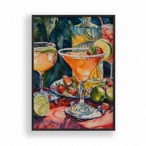 Obraz Ovocné koktejly Plakát Rámeček Dřevěný Černý 30x42 cm
