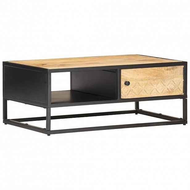 vidaXL Konferenční stolek vyřezávaná dvířka 90x55x36cm hrubý mangovník
