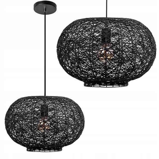 Závěsná Lampa Loft Přírodní Černá Šňůrka Do Obývacího Pokoje Ložnice