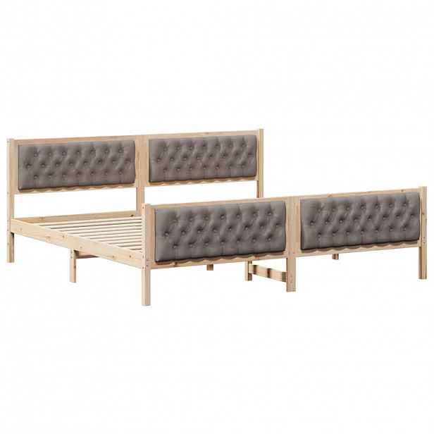vidaXL Rám postele s čelo Taupe 200 x 200 cm Masivní borové dřevo