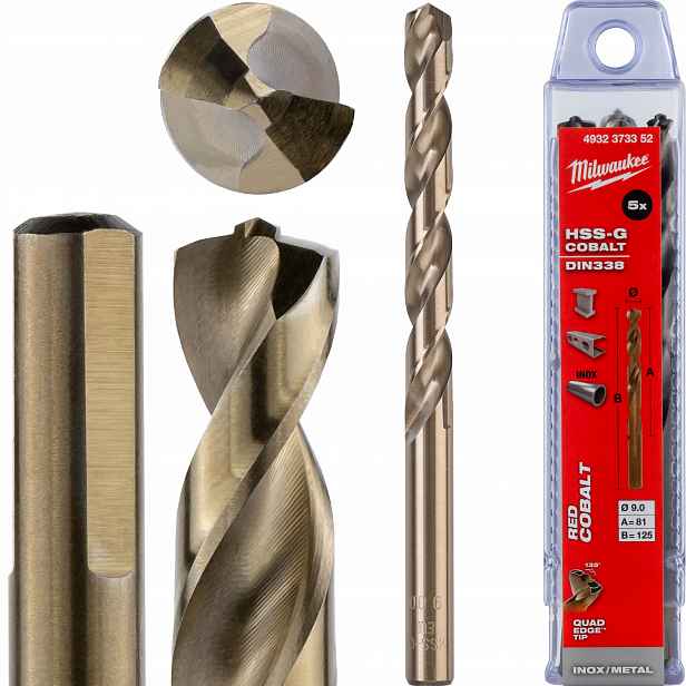 Kobaltové vrtáky do kovu 9 mm 5ks z nerezové oceli Milwaukee Cobalt
