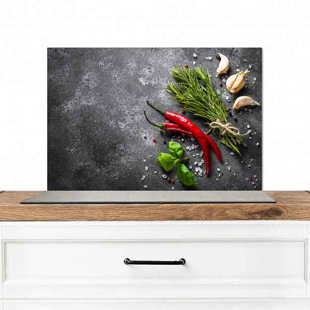 MuchoWow KUCHYŇSKÁ ZÁSTĚNA Pepř - Bylinky - Koření - Beton 60x40 cm
