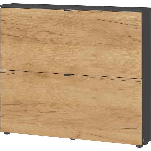Výklopný závěsný botník v dekoru dubu v antracitovo-přírodní barvě 100x85x19 cm Renell – Germania