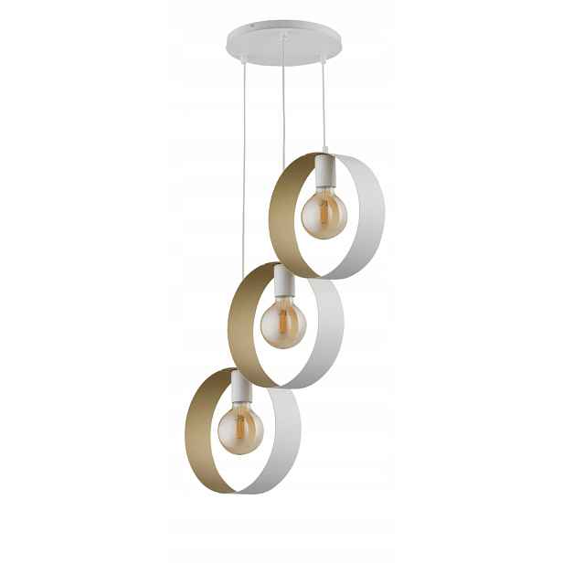 Závěsná lampa Happy 3xE27 15W bílá-zlatá, moderní Sigma Lighting