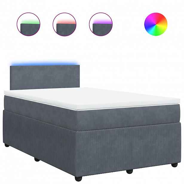 vidaXL Box spring postel s matrací tmavě šedý 120x190 cm samet