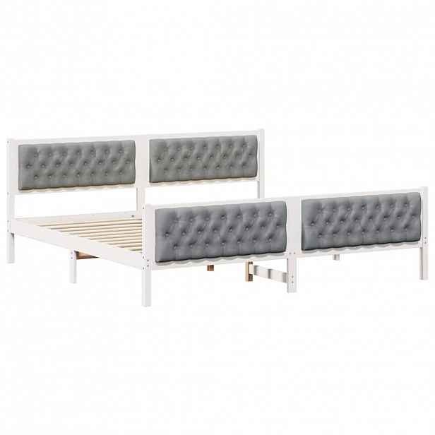 vidaXL Rám postele Světle šedá 200 x 200 cm Masivní borové dřevo