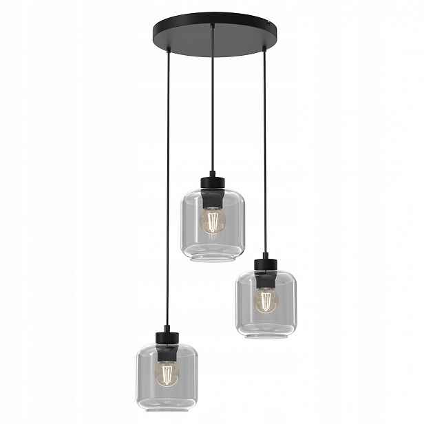 Eko-Light závěsná lampa Sombra MLP8375 3xE27 Černá Kouřové Sklo Regulovatelné