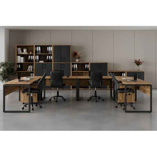 Kancelářská sestava NEJBY GIANNI PREMIUM 6, dub wotan/antracit