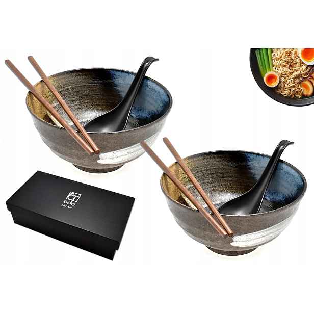 Sada 2 misek s lžícemi a paličkami Udon Tomatsu 800 ml Box
