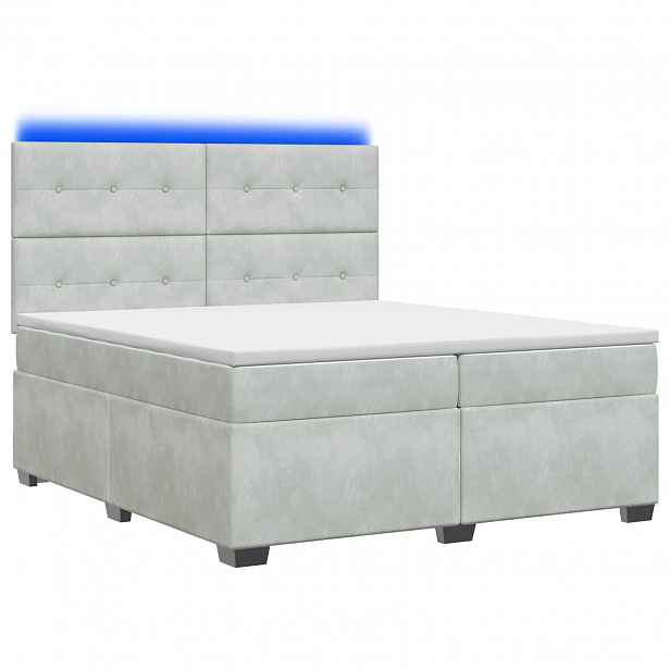 vidaXL Postel boxspring s matrací Světle šedá 200 x 200 cm Samet