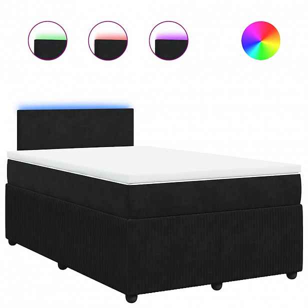 vidaXL Box spring postel s matrací černá 120 x 190 cm samet