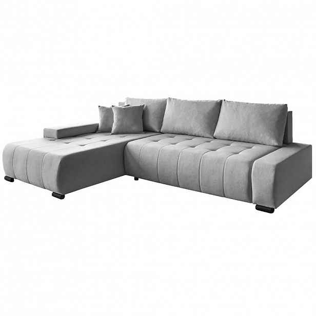 Beautysofa ROHOVÁ rozkládací pohovka Draco L světle šedá,levá, tkanina pletená