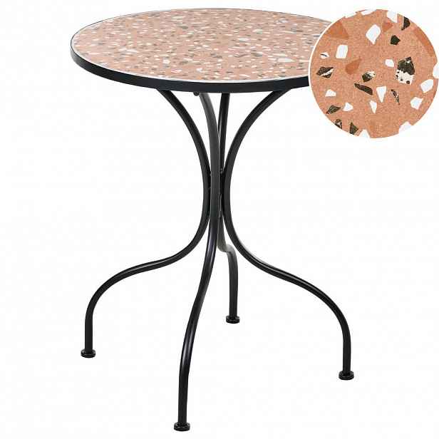 Beliani BISTRO STOLEK 60/60 cm Terrazzo Look Kov Černý Adrano