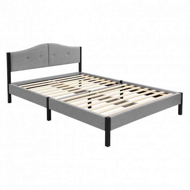 ML-DESIGN ČALOUNĚNÁ POSTEL 140x200 cm šedá s roštem a lněnou látkou