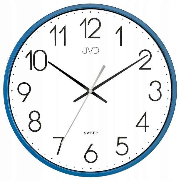 Modrý Čitelný Kulatý Tichý Elegantní Nástěnný Hodinový Stroj Jvd HX8016.4 30 cm