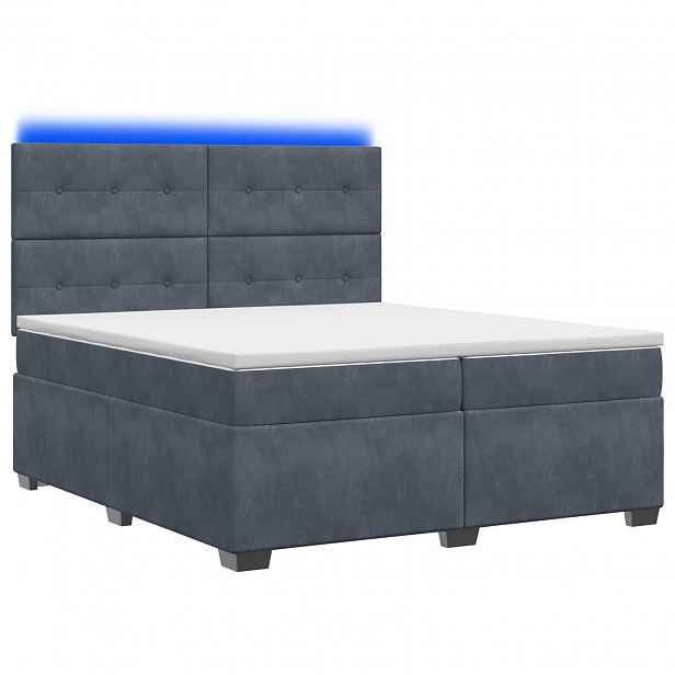 vidaXL Postel boxspring s matrací s čelo Tmavě šedá 200 x 200 cm Samet