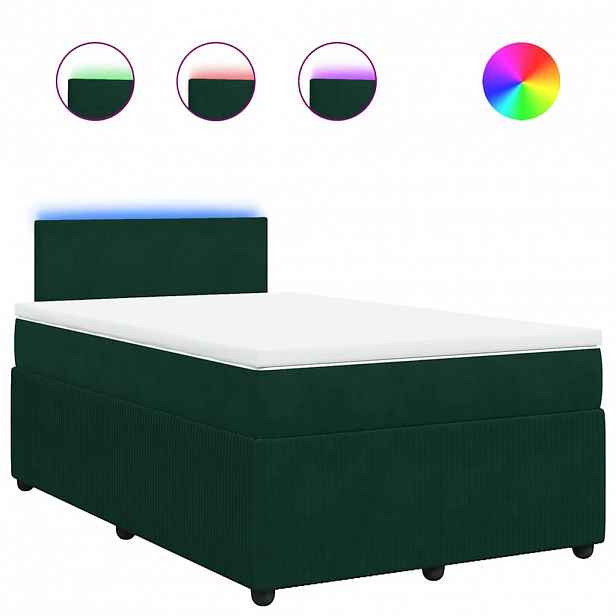 vidaXL Box spring postel s matrací tmavě zelená 120x190 cm samet