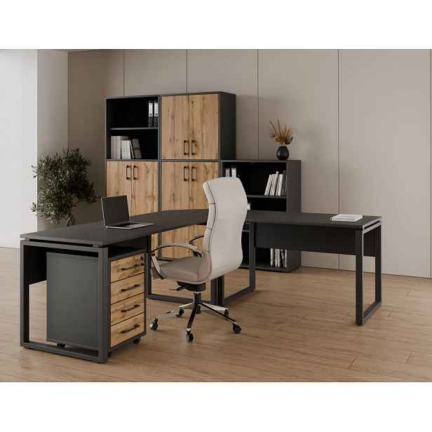Kancelářská sestava NEJBY GIANNI PREMIUM 1, antracit/dub wotan