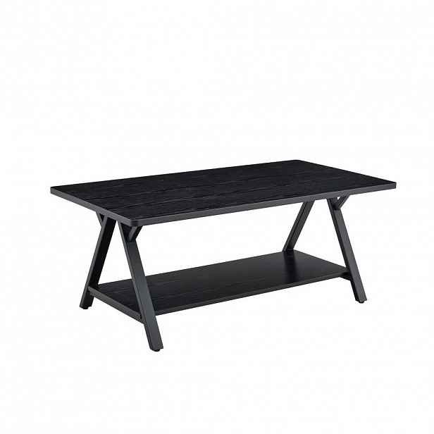 Modfu KONFERENČNÍ stolek z MDF a kovu 110x57x44,5 cm černý s úložnou policí v industriálním stylu