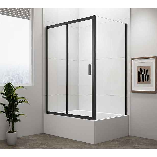 Polysan Deep - Sprchový kout 120x75 cm, L/P varianta, čiré sklo/matná černá MD1216B-01
