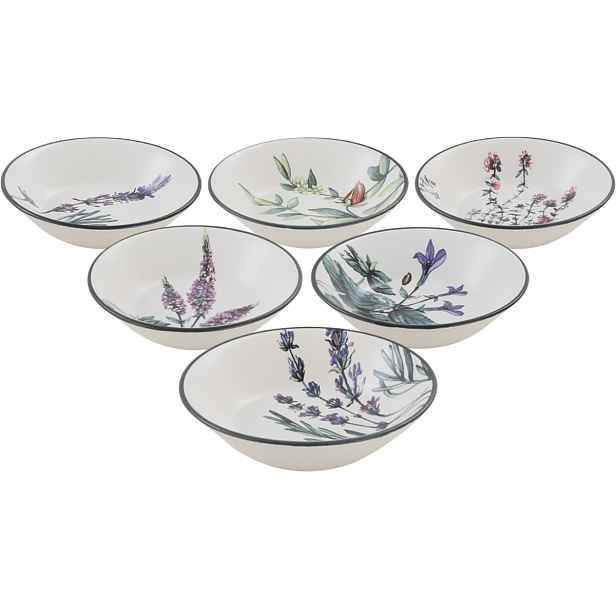 Sada 6 kameninových hlubokých talířů Herbal 18 cm