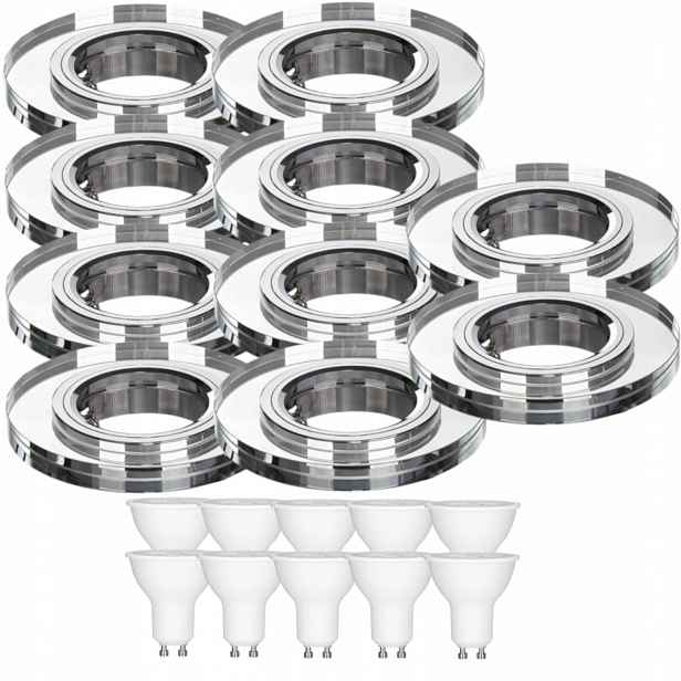 10x Skleněná Stropní Lampa Zapuštěná Do Stropu Křišťál Led Žárovky 10W