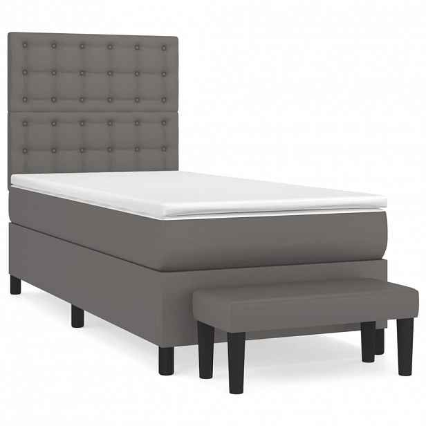 vidaXL Box spring postel s matrací šedá 80 x 200 cm umělá kůže
