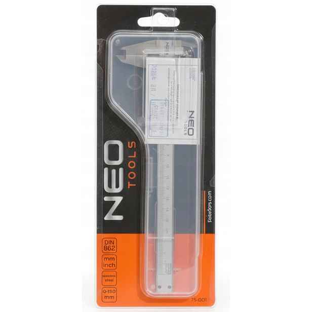 Analogové posuvné měřítko s certifikací Din 150 mm nerezová ocel 75-001 Neo