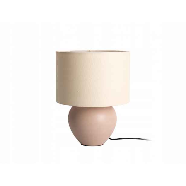 Keramická Stolní Lampa Béžová S Plátěným Stínidlem Béžová Ø 25 cm